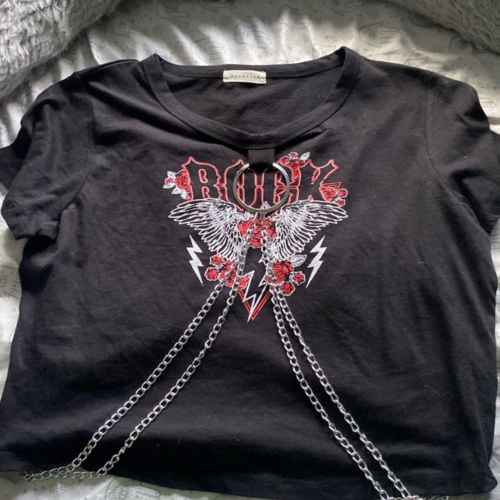 Black cropped top with chains